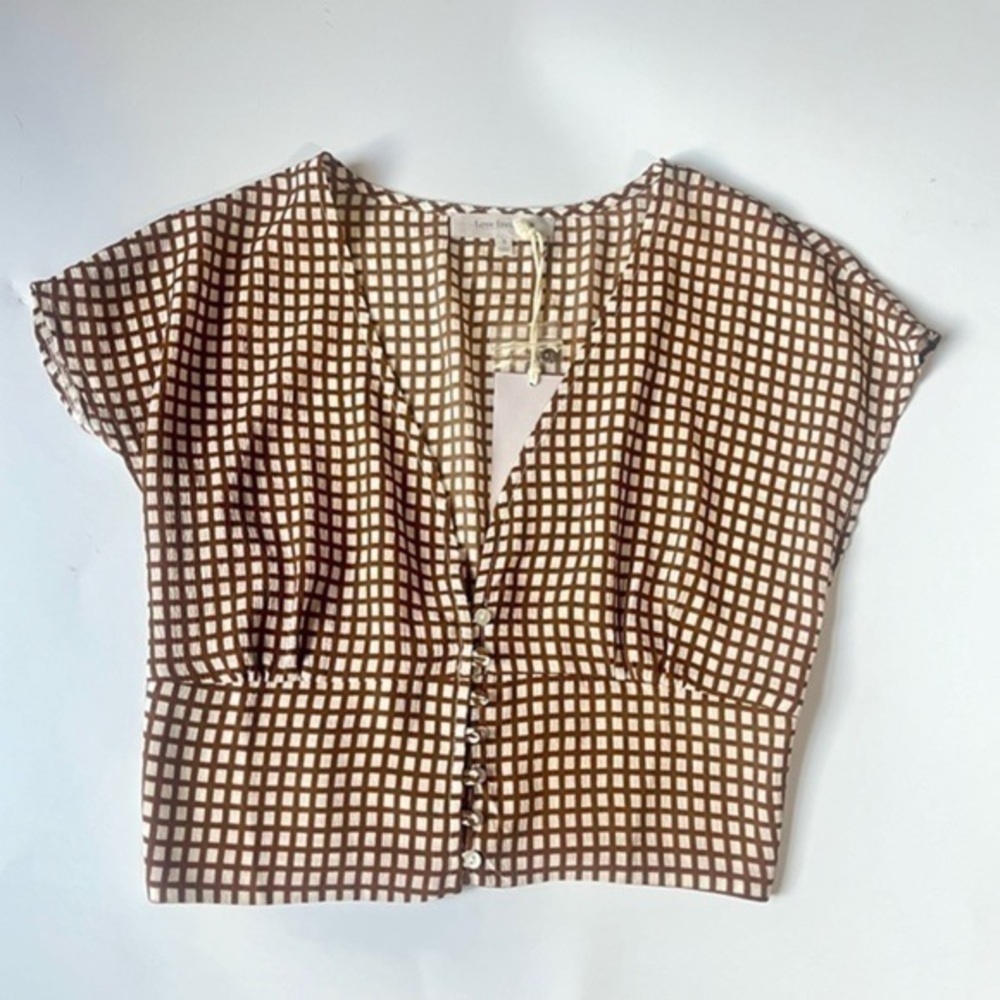 NWT LOVE ENCOUNTER BROWN PLAID CROP TOP​